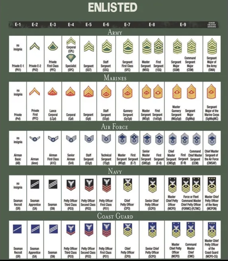 Click to see a blog that defines the difference between officer and enlisted.
